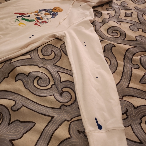 $228 Polo Ralph Lauren Mens Polo Bear Paint Splatter Pullover Hoodie Sz. M NWT! - Picture 4 of 12